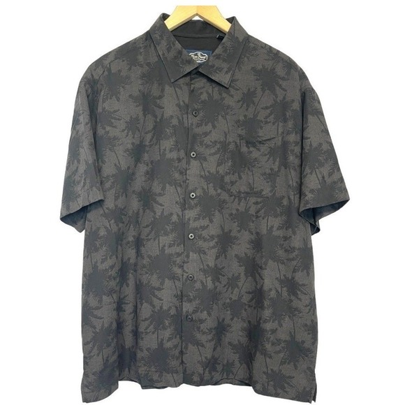 Nat Nast Other - Nat Nast Silk Blend Shirt Camp Short Sleeve Mens XL Brown Palm Print Tropical